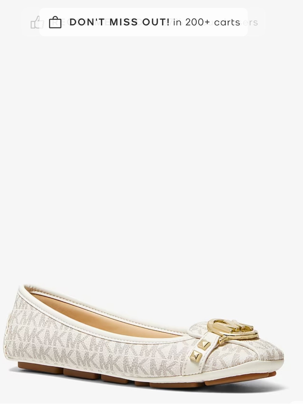 MICHAEL Michael Kors Cream Logo Ballet Flat with Gold Accent